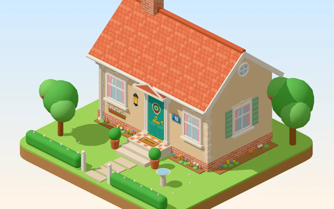 A cosy little house with stickers on it
